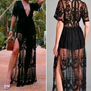 Elegant Black Lace Maxi Dress
